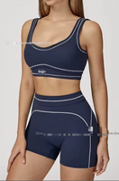 Ensemble de yoga respirant brossé avec bretelles doubles, chic, pour le sport, le fitness, la course à pied, débardeur et short pour femme