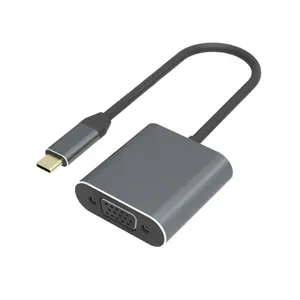 Konverter Tipe C Adapterusb3.1 Ke VGA, Konverter Aluminium Tipe C Mendukung 1080P