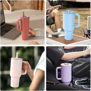 Vaso de Acero Inoxidable de 40 oz, Doble Pared, Aislado al Vacío, con Asa, Tapa con Pajita, Apto para Lavavajillas, Portavasos, <span class=keywords><strong>Taza</strong></span> de Viaje - Product Image 5