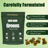 Bonbons gommeux OEM Daily Super Greens, spiruline, chlorelle, multivitamines et minéraux pour la santé digestive des adultes, 224 unités