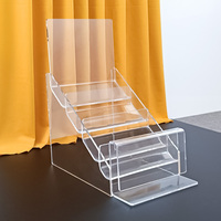 Présentoir de Comptoir à 4 Niveaux en Acrylique Transparent pour Cartes de Vœux, Cartes Postales et Portefeuilles – Organisateur Idéal pour Magasins, Boutiques et Décoration de Bureau