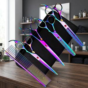Tijeras de Peluquería Profesionales Ecológicas para Diestros, de Mango Largo, con Tres Anillos y Filo de Cuchilla, para Cortar el Pelo de Mascotas, Tamaño 32 - Product Image 3