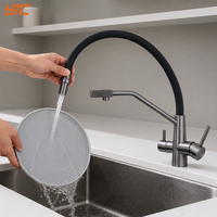Robinet de cuisine commercial 3 voies avec filtre, sortie d'eau chaude et froide, mitigeur pour hôtels, appartements et projets résidentiels