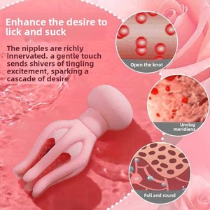 Morsetti per capezzoli a forma di polpo con elettrostimolazione, Massaggiatore per capezzoli con funzione di succhio, Giocattolo per adulti da donna, Masturbatore femminile - Product Image 1