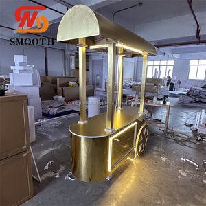 รถเข็นเค้กขนมหวานอะคริลิกสีทองรถเข็นสำหรับตกแต่งปาร์ตี้งานแต่งงานดีไซน์ใหม่เรียบแวววาว - Product Image 4