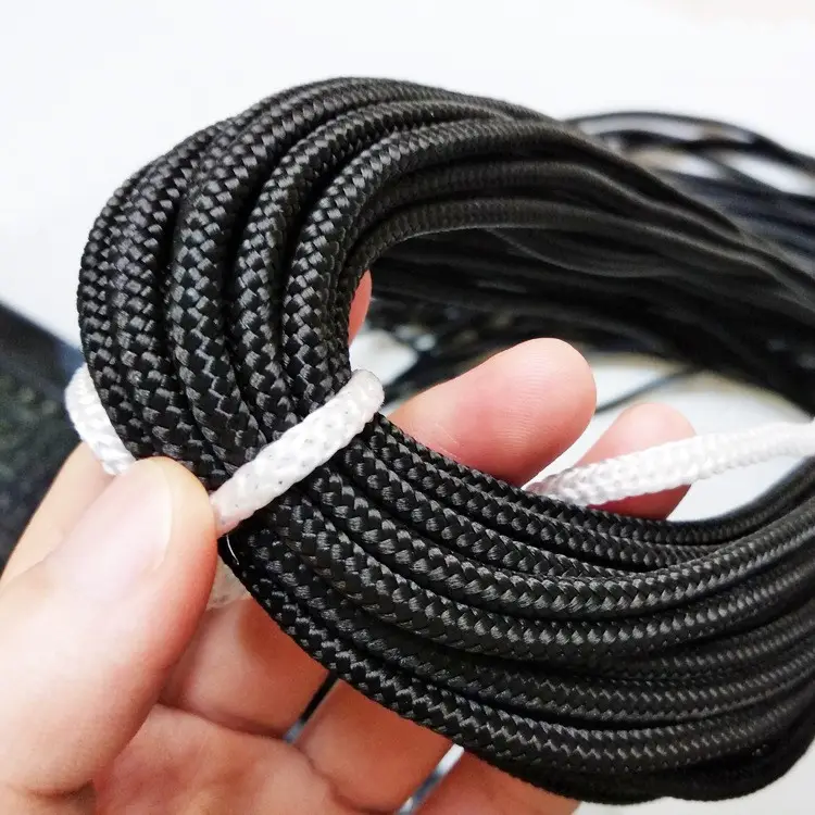 Grosir jalinan tali nilon 5mm hitam kabel poliester untuk menarik kabel