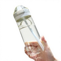 Bouteille d'eau portable en plastique avec paille 500ML 650ML, gourde de sport pour étudiant, bouteille d'eau de voyage réutilisable