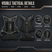 Harnais tactique imperméable pour chien, anti-traction, réfléchissant, réglable, avec anneau en D, pour l'entraînement urbain et la promenade en extérieur (vente en gros)