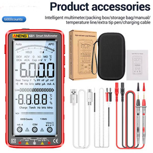 Multimètre intelligent ANENG 681/682/683 anti-brûlure True RMS, testeur de tension/fréquence/diode rechargeable avec écran LCD et étui - Product Image 6