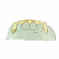 Bijoux Fine Grillz Hip Hop, grilles dentaires ouvertes, motif vague, en argent sterling 925 massif et or massif, 6 dents avec pont de connexion