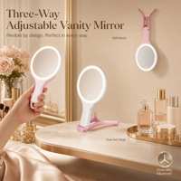 Miroir double face portable avec poignée, éclairage LED pour maquillage, personnalisation du logo, fournisseur OEM ODM, vente en gros