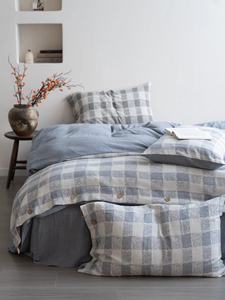 Bông Và Vải Lanh Sợi Nhuộm Vải Dệt Jacquard Vải Cho Bốn Mảnh Thiết Lập Nhật Bản Phong Cách Đơn Giản Tấm Ga Trải Giường Bộ Đồ Giường - Product Image 6