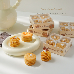 4 pièces ensemble biscuits <span class=keywords><strong>Biscuit</strong></span> bougies d'aromathérapie avec boîte-cadeau simulation à la main bougies alimentaires ornements parfumés décoration de la maison - Product Image 3