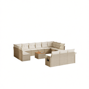 Conjunto de Sofás de Jardín Beige, Muebles de Ratán para Exteriores con Cojines de Espuma de Alta Densidad, Diseño Contemporáneo Impermeable - Product Image 1