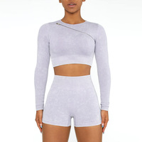 Ensemble de sport en nylon 5 pièces personnalisé pour femme, sexy, sans couture, respirant, pour yoga et fitness, vente en gros