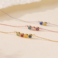 Collar Personalizado con Piedra de Nacimiento, Zirconia, Acero Inoxidable, Joyería con Piedras Multicolores, Minimalista, Ajustable para Mujer