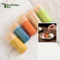 Cure-dents en bambou certifiés FSC, qualité alimentaire, avec étui portable pour restaurant, hôtel, usage domestique