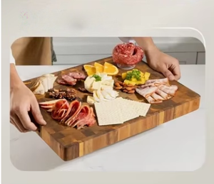 <span class=keywords><strong>Planche</strong></span> à découper en bois d'acacia massif à grain transversal avec rainure pour les jus et poignée intégrée, ustensile <span class=keywords><strong>de</strong></span> cuisine écologique, bloc <span class=keywords><strong>de</strong></span> boucher pour chefs à domicile - Product Image 5