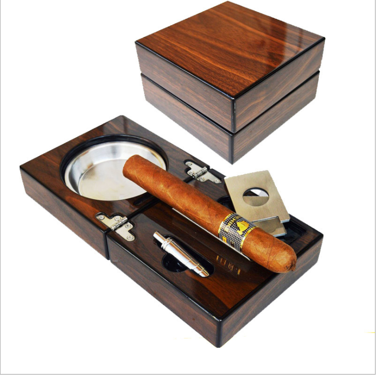 木 灰皿 高級木製ポータブル灰皿 シガー用 スクエアデザイン 24x12cm