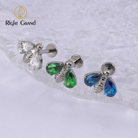 Right Grand Bee 16G ASTM F136 titane CZ oreille Tragus Cartilage Helix Labret Piercing