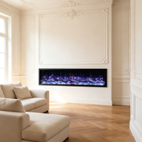 Cheminée électrique murale de 72 pouces avec flamme LED, télécommande, application, décorative, sans chauffage, certifiée CE, pour la maison et l'hôtel