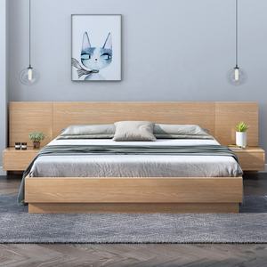 Lit double king size de luxe en bois fonctionnel avec tiroirs de rangement en mélamine et tête de lit – Mobilier de chambre moderne - Product Image 1