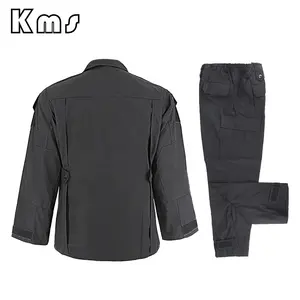 KMS prêt à être expédié, vente en gros, mise à jour, Design extérieur, respirant, Polyester et coton, uniformes de Trekking tactiques noirs