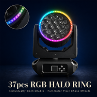 Lampu Wash Moving Head 19x15W CTO Aux Circle Control 16/22/30CH 32-Bit Dimming RDM untuk Pesta dan Perjamuan