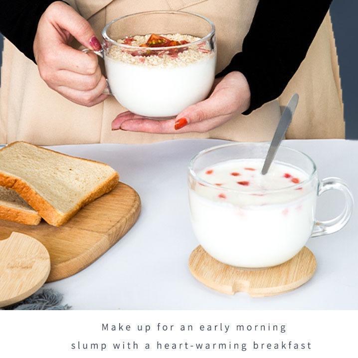 Glass breakfast Mug Glass Coffee Mugs Clear Glass Coffee Cups  with Handles for Hot Beverages
