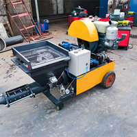 Machine à projeter le ciment et le mortier diesel portable 12 CV sur roues, avec trémie de 100 L, équipement de projection haute pression pour matériaux à haute viscosité
