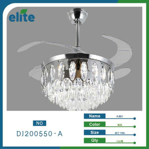 Moderno Design europeo lampadario luce a LED di cristallo 5 pale DC ventilatore da soffitto telecomando elegante decorazione per la casa SAA certificata - Product Image 1