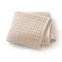 Couverture bébé en tricot pointelle 100% coton, ajourée, pour nouveau-né, enveloppante, douce, pour lit bébé, poussette, cadeau de naissance