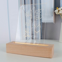 Base lumineuse LED en bois avec compartiment pour piles AAA pour panneau acrylique, support de lampe de nuit pour décoration intérieure, cadeau