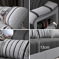 Meubles de bureau, design tendance, canapé en forme de U, 7 places, rangement, gris, salon, canapé d'angle moderne de luxe en tissu velours