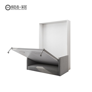 Bambini risparmio di spazio forte costruzione doppia Full Size verticale pistone a Gas idraulico manuale parete letto pieghevole Cabinet con divano - Product Image 4