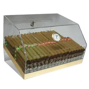 3箱亚克力展示雪茄雪茄盒，带湿度计桌面展示