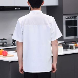 Executive Grey Chef <b>Coat</b> Restaurant Uniform Waiter Short Sleeve Chef-Uniform-Jacket - Product Image 3