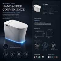 WC intelligent allongé avec bidet électrique, télécommande, siège chauffant, drainage S-Trap/P-Trap, double chasse d'eau et veilleuse