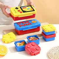 Jouet BlocksType Creative 2025 Nouvelle Arrivée Offre Spéciale Bleu Rouge Boîte À Lunch pour Enfants École Enfants Bloc De Construction Bento Boîte À Lunch