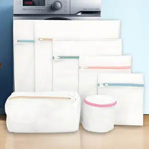 OEM/ODM 세탁 가방 메쉬 세탁 맞춤형 로고 드로우 스트링 메쉬 그물 세트 (지퍼 포함)