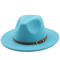 Topi Fedora tepi lebar 56-60cm putih/hitam topi Laken wol Wanita Pria dekorasi rantai logam topi Panama Jazz Chapeau