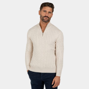 Cardigan da Uomo in <span class=keywords><strong>Cotone</strong></span> Mélange 100% Bianco, Lavorazione a <span class=keywords><strong>Maglia</strong></span> 7GG, con Cerniera, per Autunno e Inverno - Product Image 2