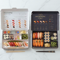 Boîte à bento en carton alimentaire personnalisée avec compartiments pour sauce, boîte à déjeuner Omakase, emballage alimentaire à emporter