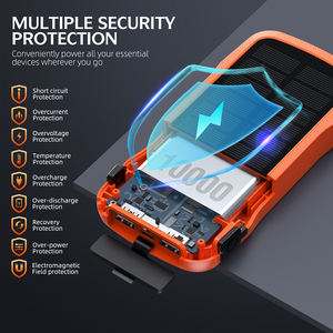 Banque d'alimentation <span class=keywords><strong>solaire</strong></span> sans fil haute capacité avec panneaux solaires intégrés, câble intégré, charge rapide, banques d'alimentation solaires portables - Product Image 2