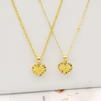 18 18k Real Gold Necklace Jewelry Yellow Gold Genuine Heart Pendant Necklace Gold Chains
