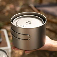 Ustensiles de cuisine en titane pour l'extérieur, légers et pliables, à induction, pour petit pot à soupe, accessoires de camping