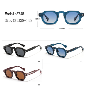Octagonal Full Rim Sunglasses Solid Blue <b>Frame</b> Polycarbonate Lens Anti-Uv Protection Unisex Adult - Product Image 3