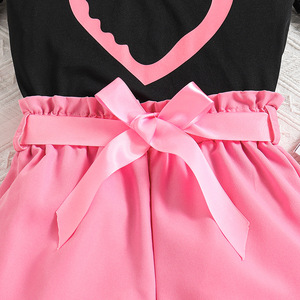 2024 grands enfants vêtements été mode enfants vêtements coeur imprimé T-shirt haut Shorts deux pièces filles tenues pour adolescent - Product Image 5