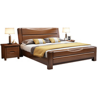 Modernes Minimalistisches Chinesisches Massives Walnuss-Doppelbett mit Ausziehbarer Plattform, Stauraum, Verstellbarer Höhe & Umweltfreundlichem Design