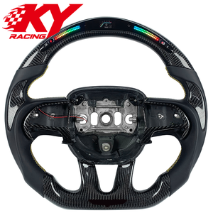 Accesorios Interiores para Dodge Challenger Hellcat Durango Charger RT/SRT Scat Pack SRT8, Volante de Fibra de Carbono con LED e Indicador de RPM - Product Image 1